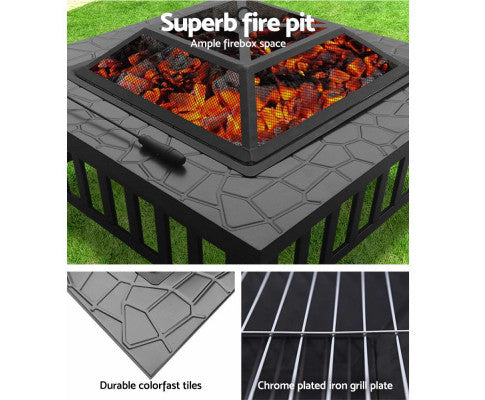 OUTDOOR FIRE PIT - BBQ GRILL STONE PATTERN