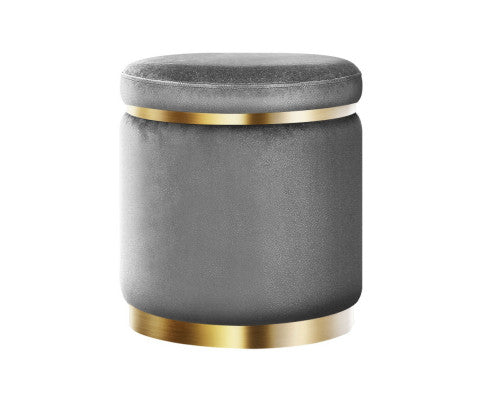 FOOT STOOL VELVET - CHARCOAL