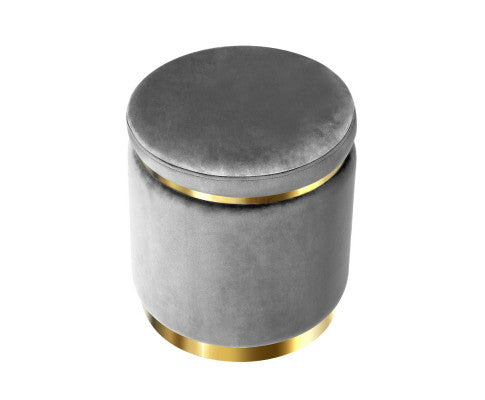 FOOT STOOL VELVET - CHARCOAL