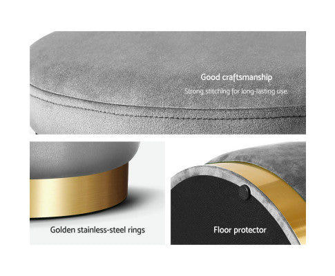 FOOT STOOL VELVET - CHARCOAL