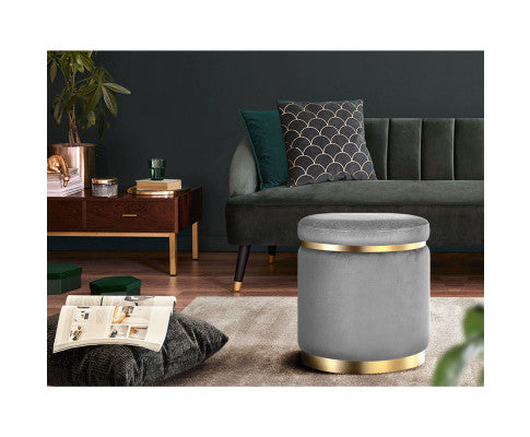FOOT STOOL VELVET - CHARCOAL