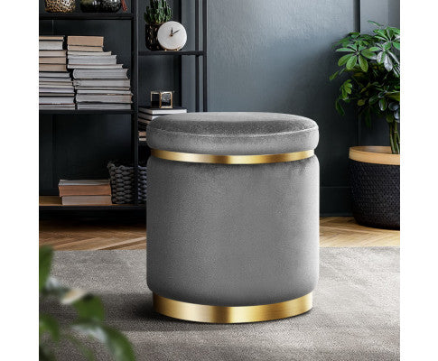 FOOT STOOL VELVET - CHARCOAL