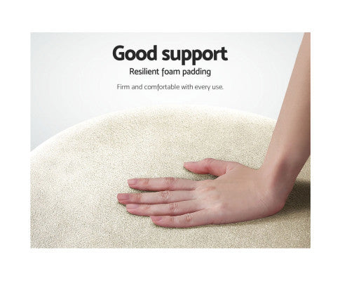 ROUND VELVET FOOT STOOL - CREAM