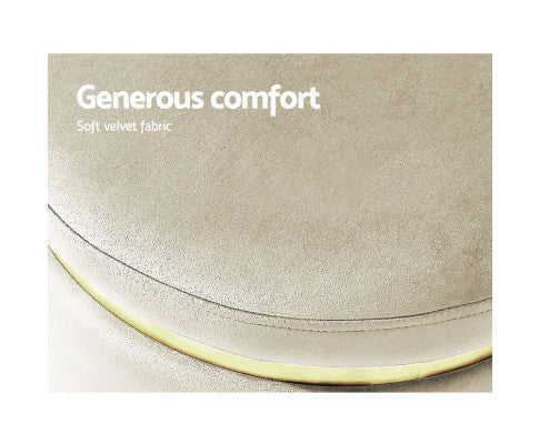 ROUND VELVET FOOT STOOL - CREAM