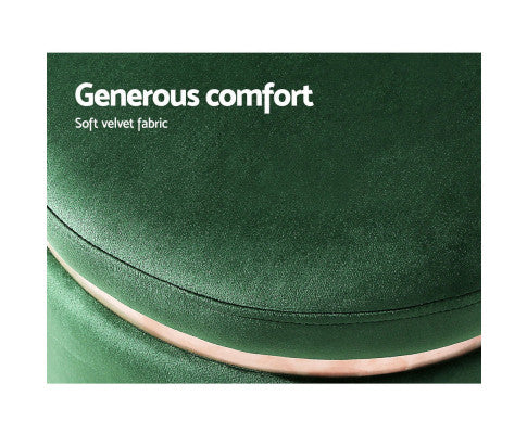 ROUND VELVET FOOT STOOL - GREEN