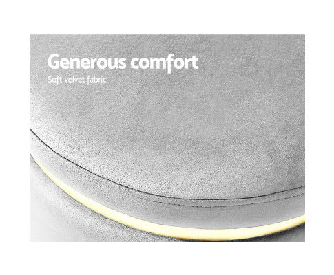 ROUND VELVET FOOT STOOL - GREY