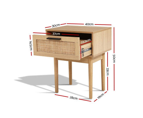 RATTAN BEDSIDE TABLE
