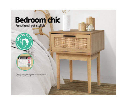 RATTAN BEDSIDE TABLE