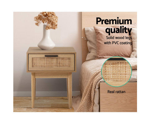 RATTAN BEDSIDE TABLE