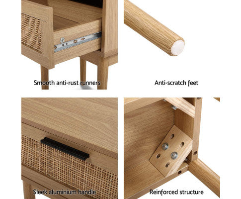 RATTAN BEDSIDE TABLE