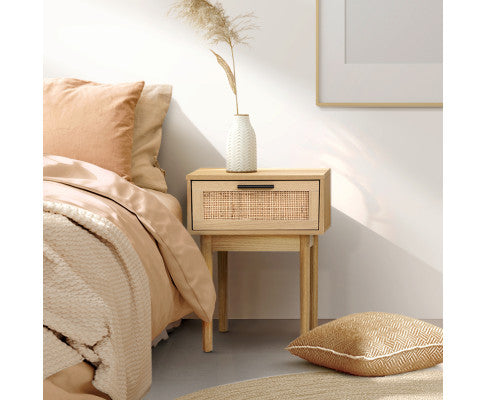 RATTAN BEDSIDE TABLE