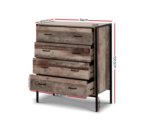 TALLBOY CHEST OF DRAWERS - INDUSTRIAL