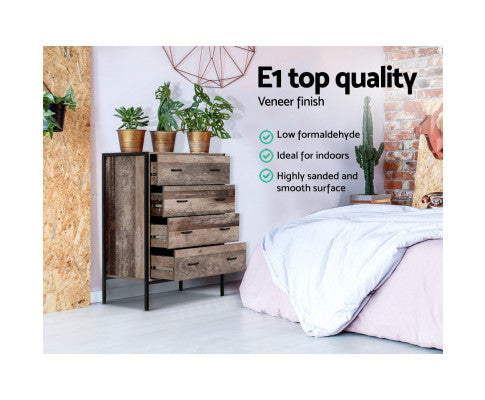 TALLBOY CHEST OF DRAWERS - INDUSTRIAL