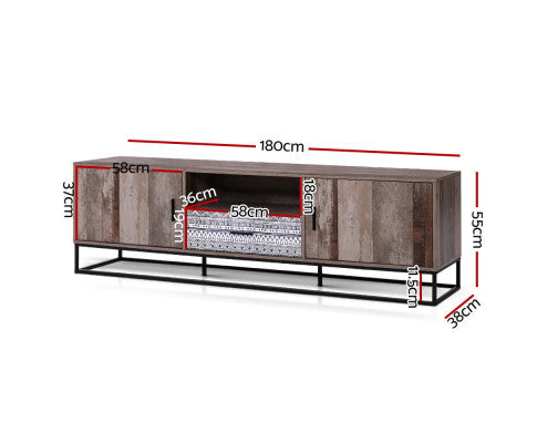 ENTERTAINMENT UNIT RUSTIC INDUSTRIAL - 180 CM