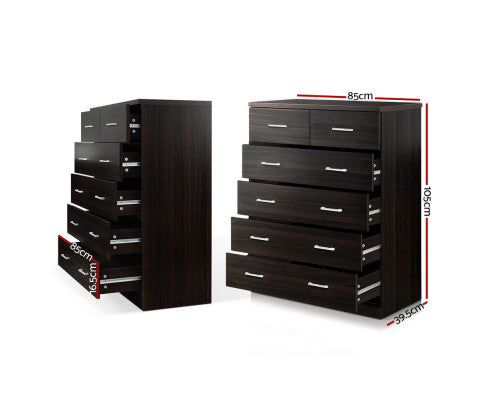 TALLBOY 6 DRAWER STORAGE CABINET - WALNUT