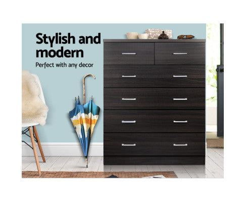 TALLBOY 6 DRAWER STORAGE CABINET - WALNUT