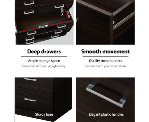 TALLBOY 6 DRAWER STORAGE CABINET - WALNUT