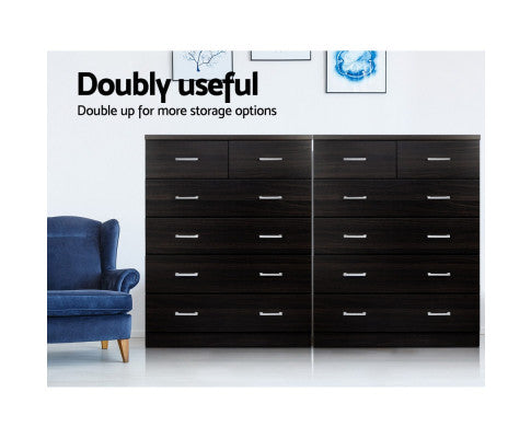 TALLBOY 6 DRAWER STORAGE CABINET - WALNUT