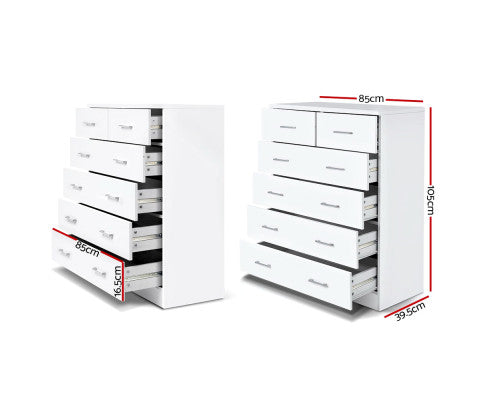 TALLBOY 6 DRAWER STORAGE CABINET - WHITE