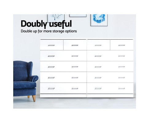 TALLBOY 6 DRAWER STORAGE CABINET - WHITE