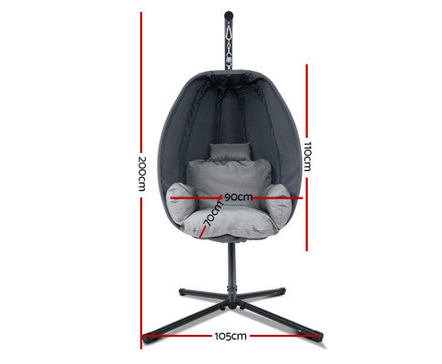 OUTDOOR HANGING FABRIC POD CHAIR - GREY