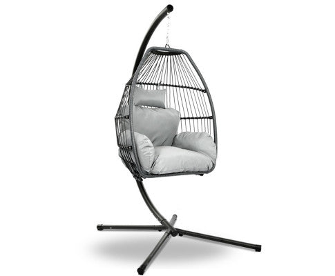 OUTDOOR HANGING POD CHAIR - GREY