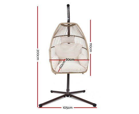 OUTDOOR HANGING POD CHAIR - LATTE