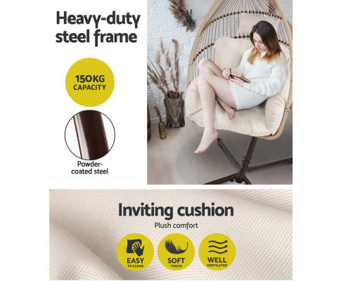 OUTDOOR HANGING POD CHAIR - LATTE
