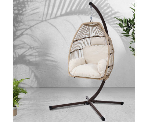 OUTDOOR HANGING POD CHAIR - LATTE