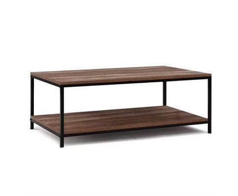 RUSTIC COFFE TABLE WITH METAL FRAME