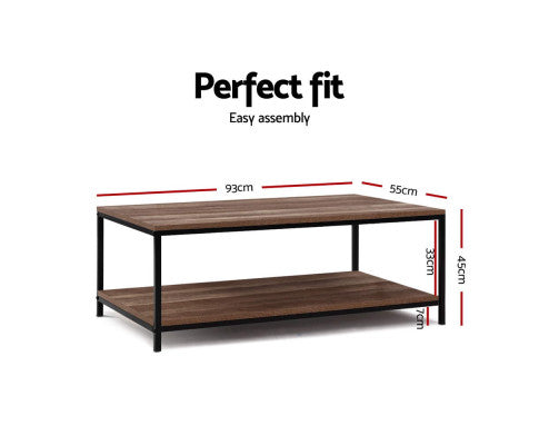 RUSTIC COFFE TABLE WITH METAL FRAME