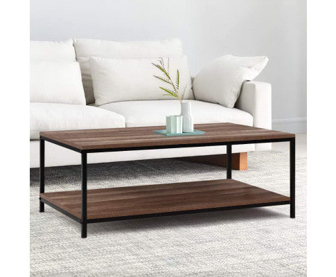 RUSTIC COFFE TABLE WITH METAL FRAME