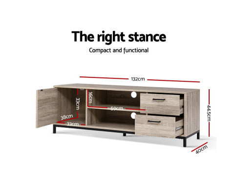 TANIA ENTERTAINMENT UNIT METAL FRAME - OAK 132 CM
