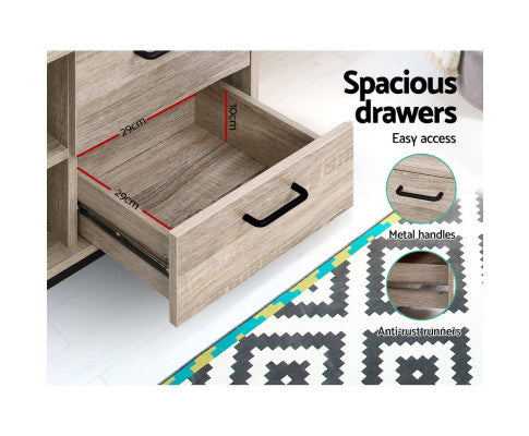 TANIA ENTERTAINMENT UNIT METAL FRAME - OAK 132 CM