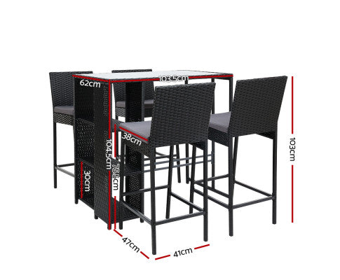OUTDOOR BAR TABLE AND STOOLS - 5 PIECE