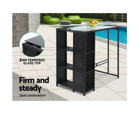 OUTDOOR BAR TABLE AND STOOLS - 5 PIECE