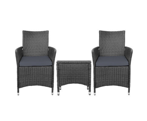 3PCE WICKER OUTDOOR SETTING - BLACK
