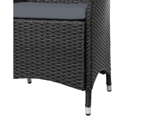 3PCE WICKER OUTDOOR SETTING - BLACK