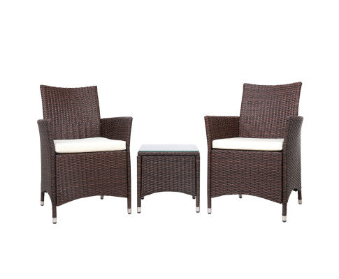 3PCE WICKER OUTDOOR SETTING - BROWN