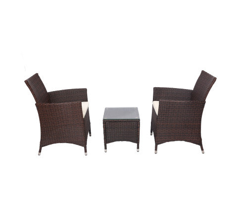 3PCE WICKER OUTDOOR SETTING - BROWN