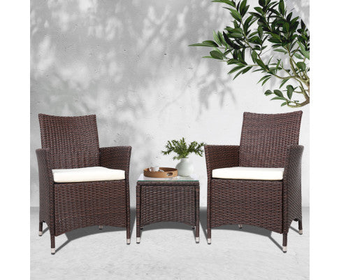 3PCE WICKER OUTDOOR SETTING - BROWN