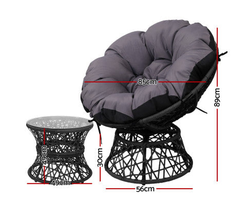PAPASAN CHAIR WITH BONUS SIDE TABLE - BLACK