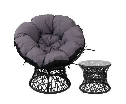 PAPASAN CHAIR WITH BONUS SIDE TABLE - BLACK