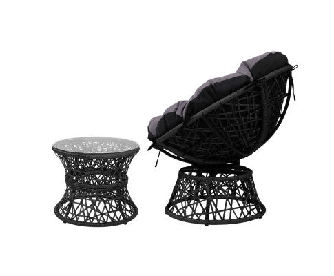 PAPASAN CHAIR WITH BONUS SIDE TABLE - BLACK