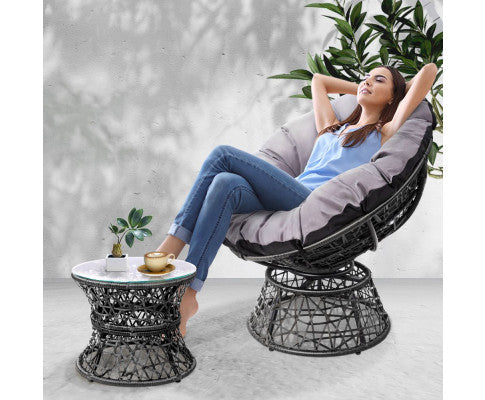 PAPASAN CHAIR WITH BONUS SIDE TABLE - BLACK