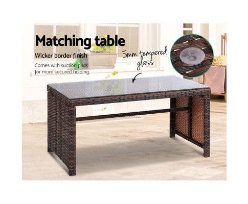 4PCE WICKER OUTDOOR TABLE AND CHAIRS- BROWN