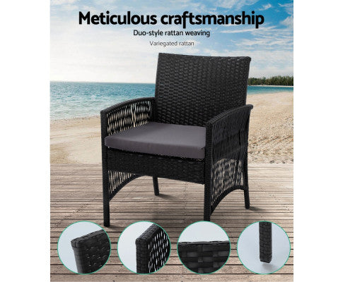 HARP 4PCE WICKER OUTDOOR SETTING - BLACK
