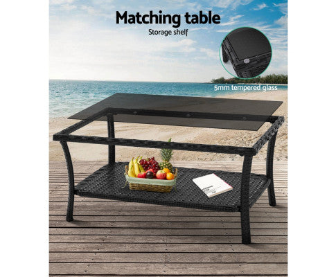 HARP 4PCE WICKER OUTDOOR SETTING - BLACK