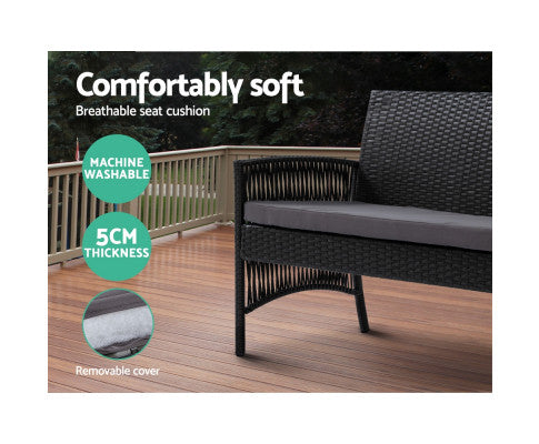 HARP 4PCE WICKER OUTDOOR SETTING - BLACK