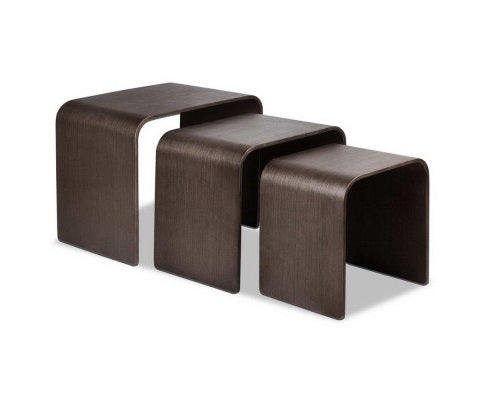SET OF 3 NESTING TABLES - WALNUT COLOUR